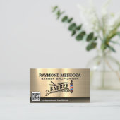 Barber Pool en gereedschap | goudmetallisch Visitekaartje (Staand voorkant)