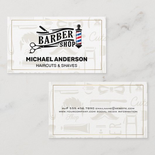 Barber Pool en gereedschap | Patroon Visitekaartje (Voorkant / Achterkant)