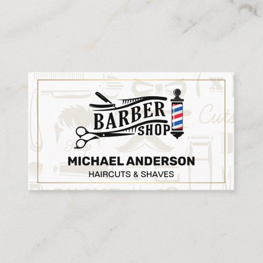 Barber Pool en gereedschap | Patroon Visitekaartje (Voorkant)