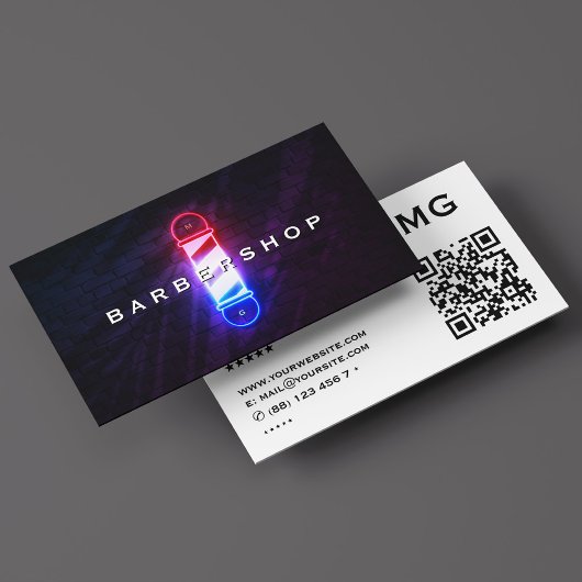 Barber Pool Rood Wit Blauw Glow Barbershop Retro Visitekaartje