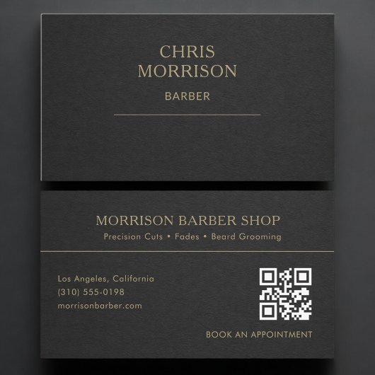 Barber QR Code Black Gold Professional Visitekaartje