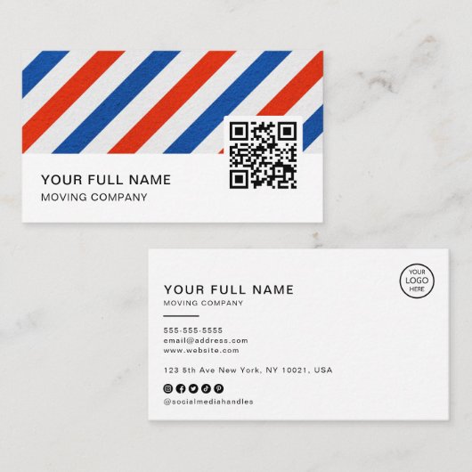 Barber QR Code Logo Social Media Visitekaartje (Voorkant / Achterkant)