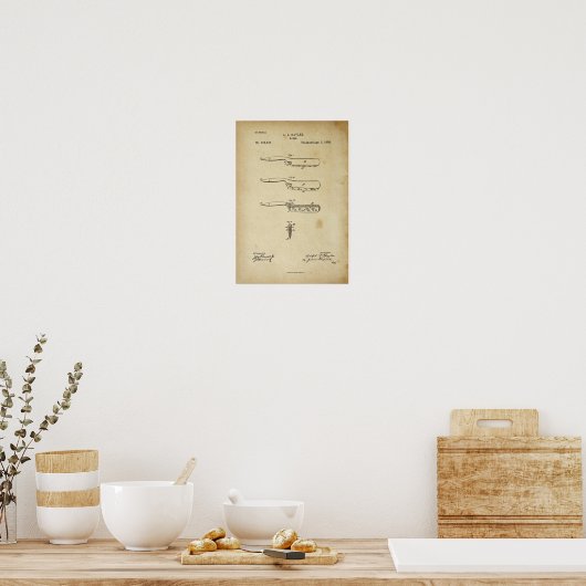 Barber Razor Antiek Patent Poster Old LooK (Keuken)