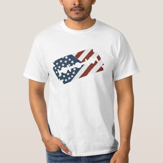 Barber Razor Blade Amerikaanse vlag T-shirt (Voorkant)