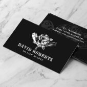 Barber Razor en Roos Logo Barbershop Black Visitekaartje