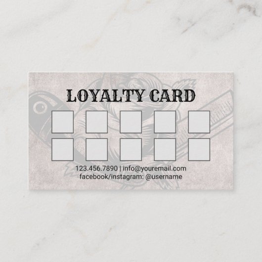 Barber Razor en Roos Logo Barbershop Hair Dark Klantenkaartje (Achterkant)