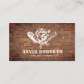Barber Razor en Roos Logo Barbershop Red Brick Hai Visitekaartje (Voorkant)