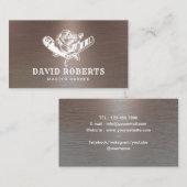 Barber Razor en Roos Logo Cool Copper Barbershop Visitekaartje (Voorkant / Achterkant)