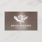 Barber Razor en Roos Logo Cool Copper Barbershop Visitekaartje (Voorkant)