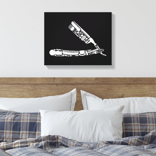 barber razor iconen canvas afdruk (Insitu (Slaapkamer))