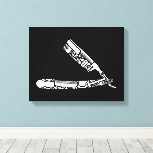 barber razor iconen canvas afdruk (Insitu (Houten vloer))