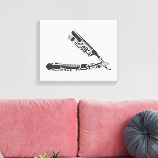barber razor iconen canvas afdruk (Insitu (Woonkamer))