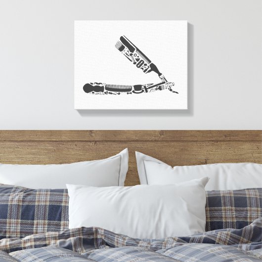 barber razor iconen canvas afdruk (Insitu (Slaapkamer))