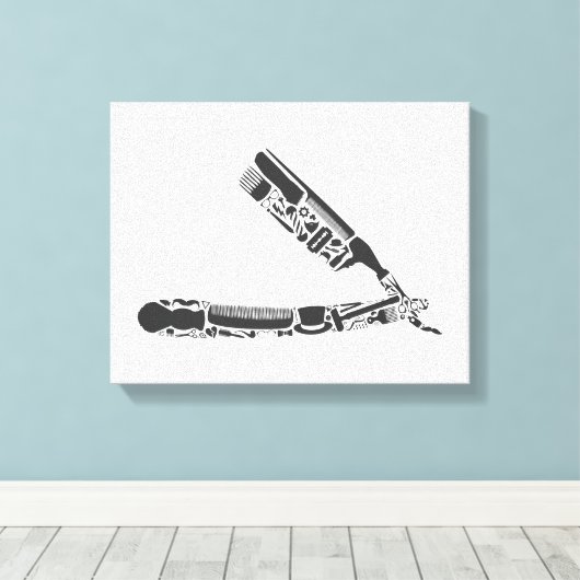 barber razor iconen canvas afdruk (Insitu (Houten vloer))