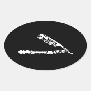 barber razor iconen ovale sticker