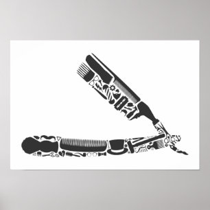 barber razor iconen poster