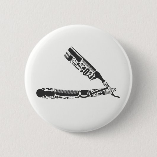 barber razor iconen ronde button 5,7 cm (Voorkant)
