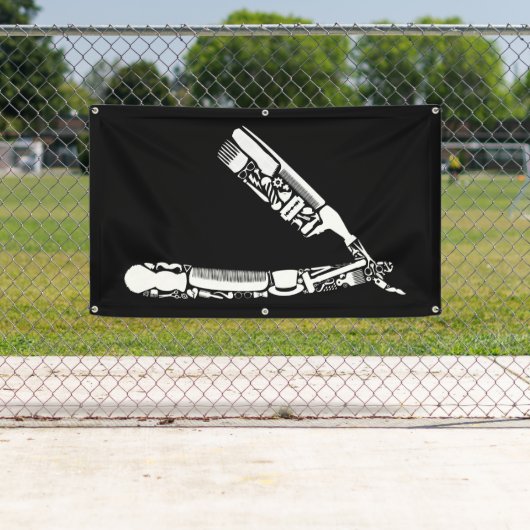 barber razor iconen spandoek (Insitu)