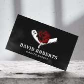 Barber Razor & Red Rose Barbershop Black Hair Visitekaartje