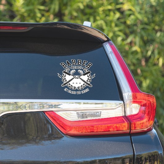 Barber Rebel In Blade We Trust Sticker (Auto Zijkant)