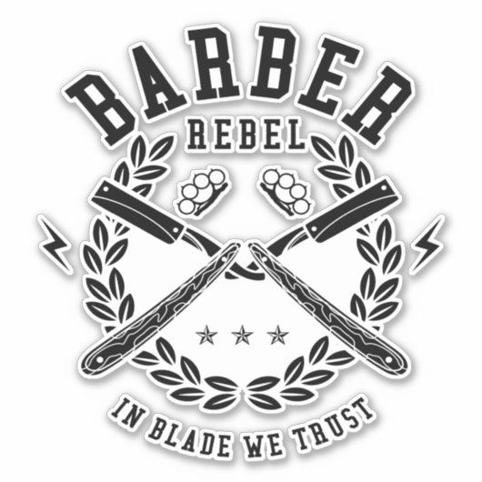 Barber Rebel in Blade, we vertrouwen erop Sticker (Voorkant)