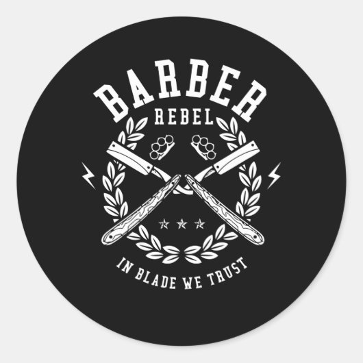 Barber Rebel Ronde Sticker (Voorkant)