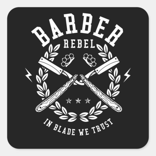 Barber Rebel Vierkante Sticker (Voorkant)