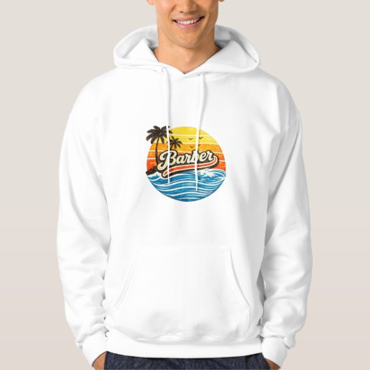 Barber Retro Sunset Design Hoodie (Voorkant)