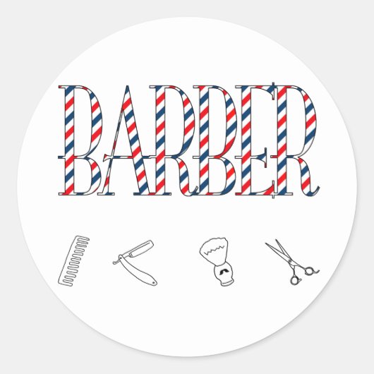 Barber Ronde Sticker (Voorkant)