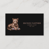 Barber Rose Gold Panther Kapperszaak Qr Code Visitekaartje (Voorkant)