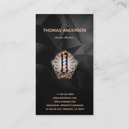 Barber Salon Unique Pole Logo Professional Visitekaartje (Achterkant)