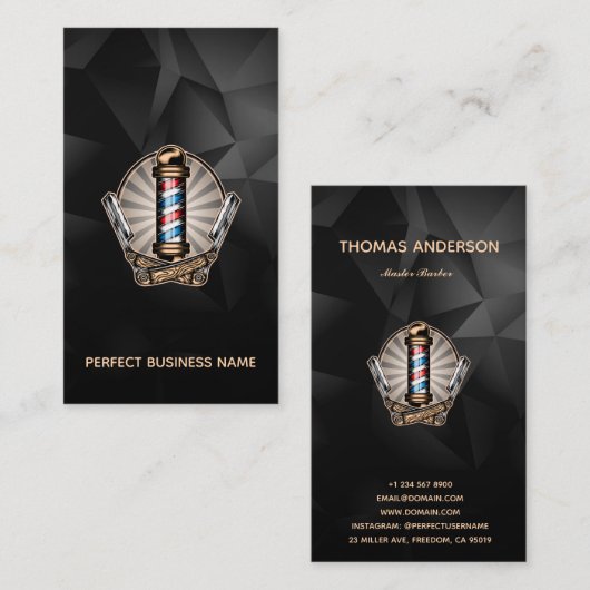 Barber Salon Unique Pole Logo Professional Visitekaartje (Voorkant / Achterkant)