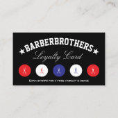 Barber schaar rood wit blauw zwart loyaliteit visitekaartje (Achterkant)
