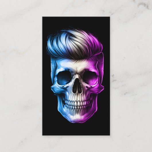 Barber schedel Modern Haar Stylist Barbershop Zwar Visitekaartje (Voorkant)