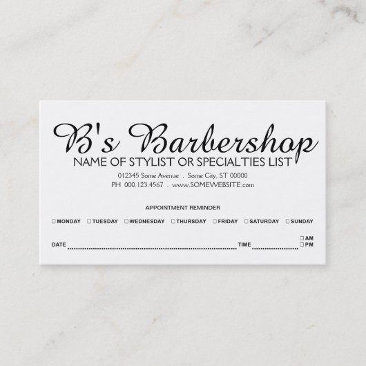 Barber scheermesjes Afspraakherinnering Afsprakenkaartje (Voorkant)