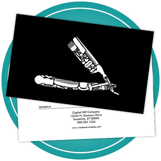 Barber scheermesjes verwijzingsprogramma aanbevelingskaartje