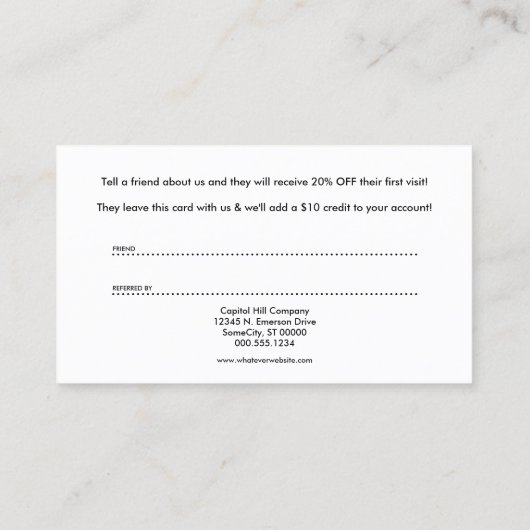 Barber scheermesjes verwijzingsprogramma aanbevelingskaartje (Achterkant)