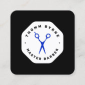 Barber Scissors Black Emblem Square Visitekaartje (Voorkant)