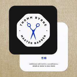 Barber Scissors Black Emblem Square Visitekaartje