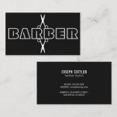 Barber script moderne witte en zwarte schaar visitekaartje (Voorkant / Achterkant)