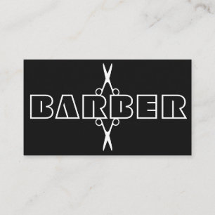 Barber script moderne witte en zwarte schaar visitekaartje
