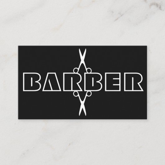 Barber script moderne witte en zwarte schaar visitekaartje (Voorkant)
