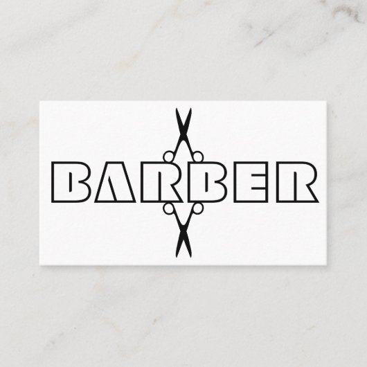 Barber script moderne zwart-witte schaar visitekaartje (Voorkant)