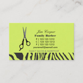 Barber Sharp Scissors Zebra Stripes Patronen Visitekaartje