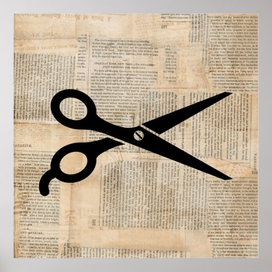 Barber Shears  tekststijl Art Poster (Voorkant)