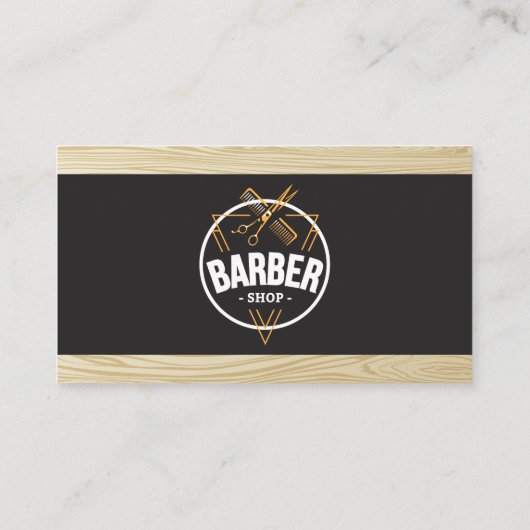 Barber Shop | Barber-Logo | Hout Visitekaartje (Achterkant)
