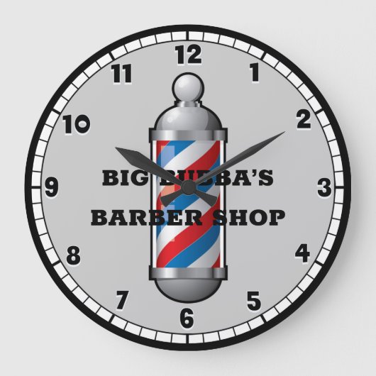 Barber Shop Barber Pole Custom Grote Klok (Voorkant)