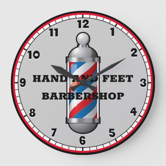 Barber Shop Barber Pole Custom Round Clock Grote Klok (Voorkant)
