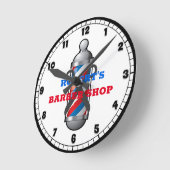 Barber Shop Barber Pole Custom Round Clock Ronde Klok (Hoek)