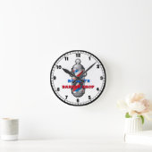 Barber Shop Barber Pole Custom Round Clock Ronde Klok (Huis)